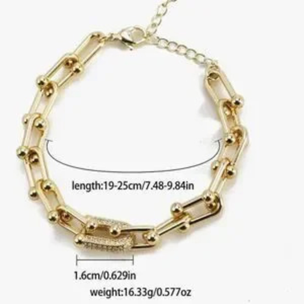 NEW?14k Gold Plated Link Bracelet with Cubic Zirconia - Picture 4 of 6